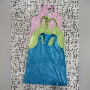 Set of 3 - Lululemon Swiftly Tank Tops - Pink, Green, Blue- Size 8